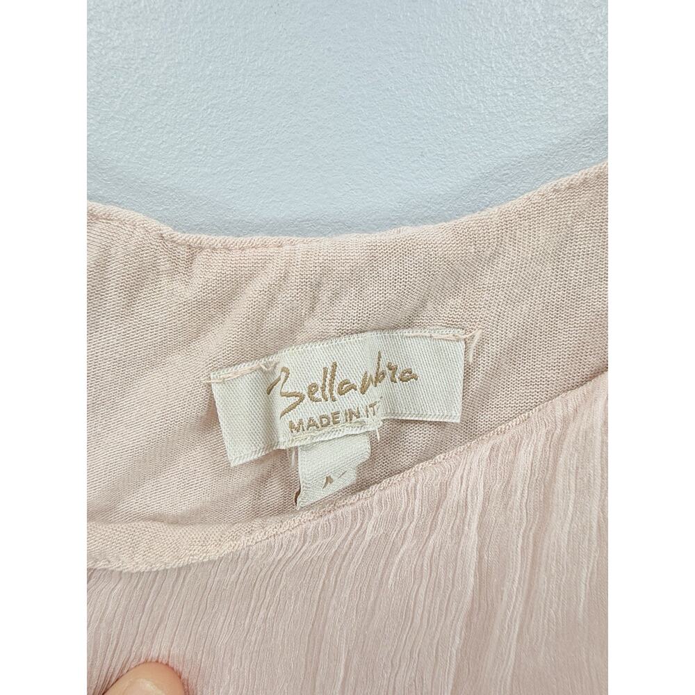 Bellambia 100% Italian Silk Soft Pink Blouse With Flowy Asymmetrical Hem Size M - Picture 3 of 8